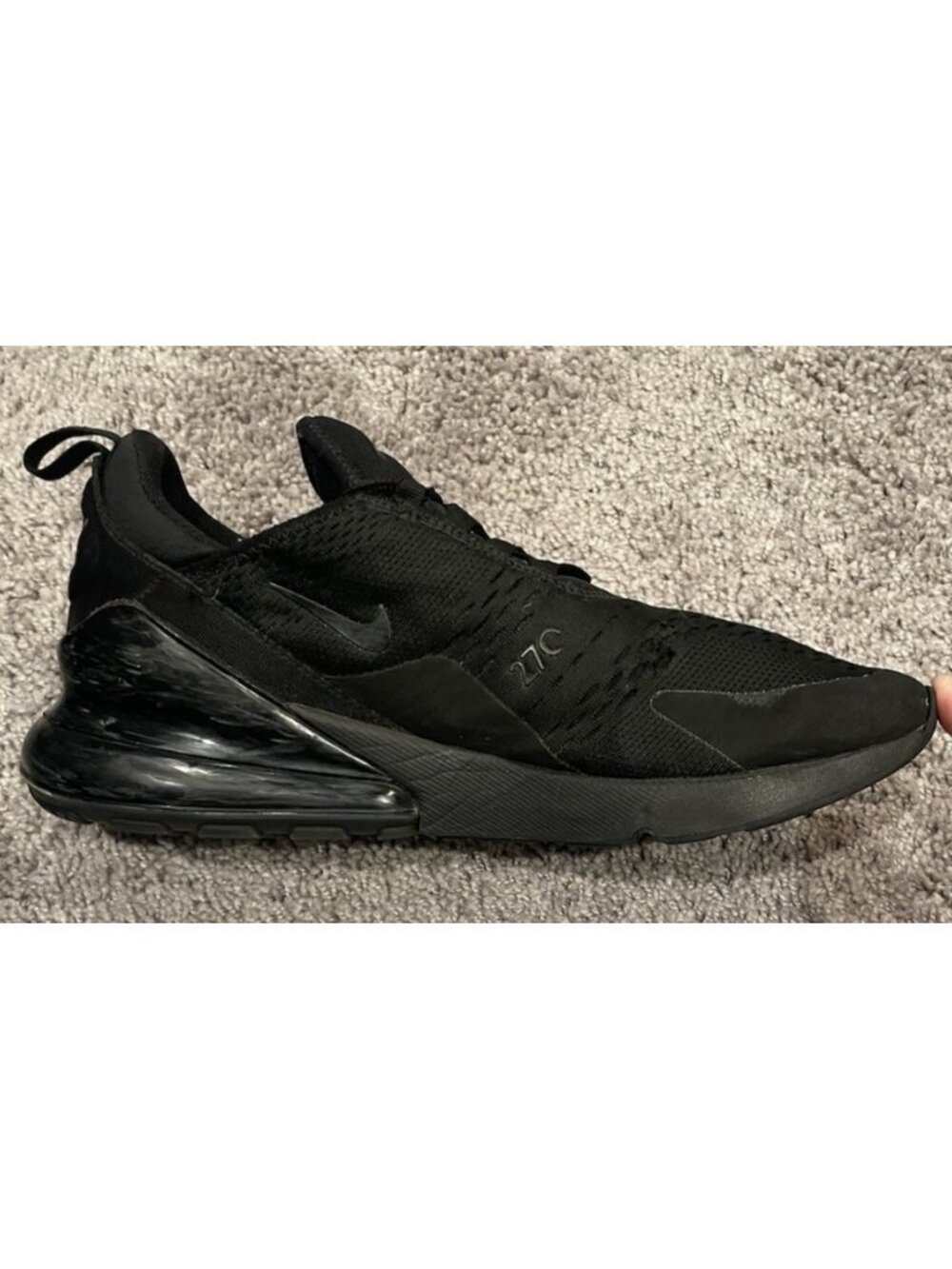 Nike Air Max 270 Women's Size 12 Triple Black Shoes Athletic Sneakers AH6789-006